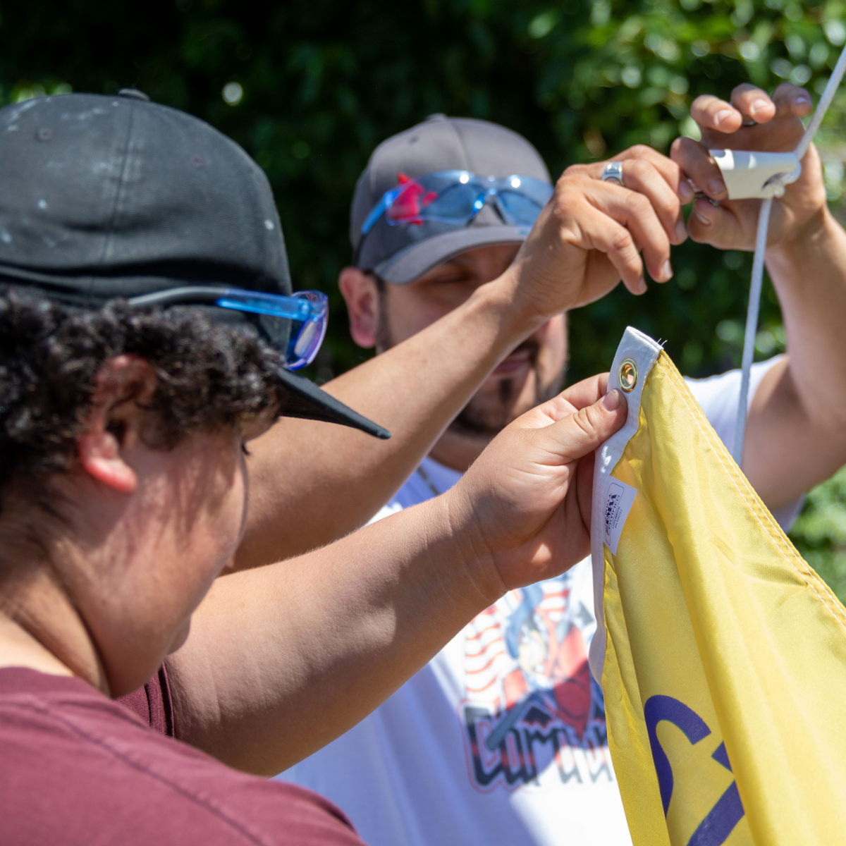 Getting ready to hang the VPP flag.